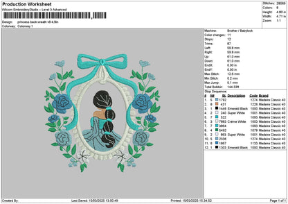 Princessflowers V8 Embroidery File 6 sizes