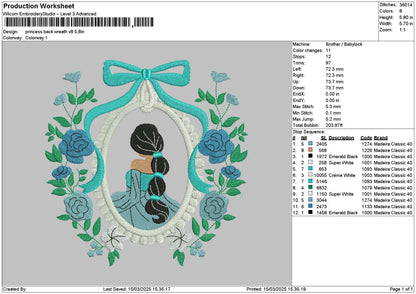 Princessflowers V8 Embroidery File 6 sizes