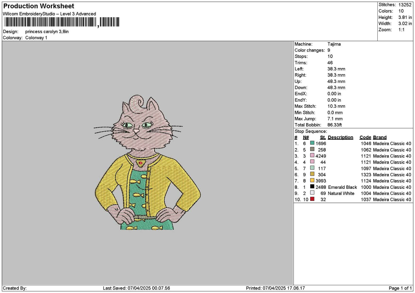Cat 0704a Embroidery File 6 sizes