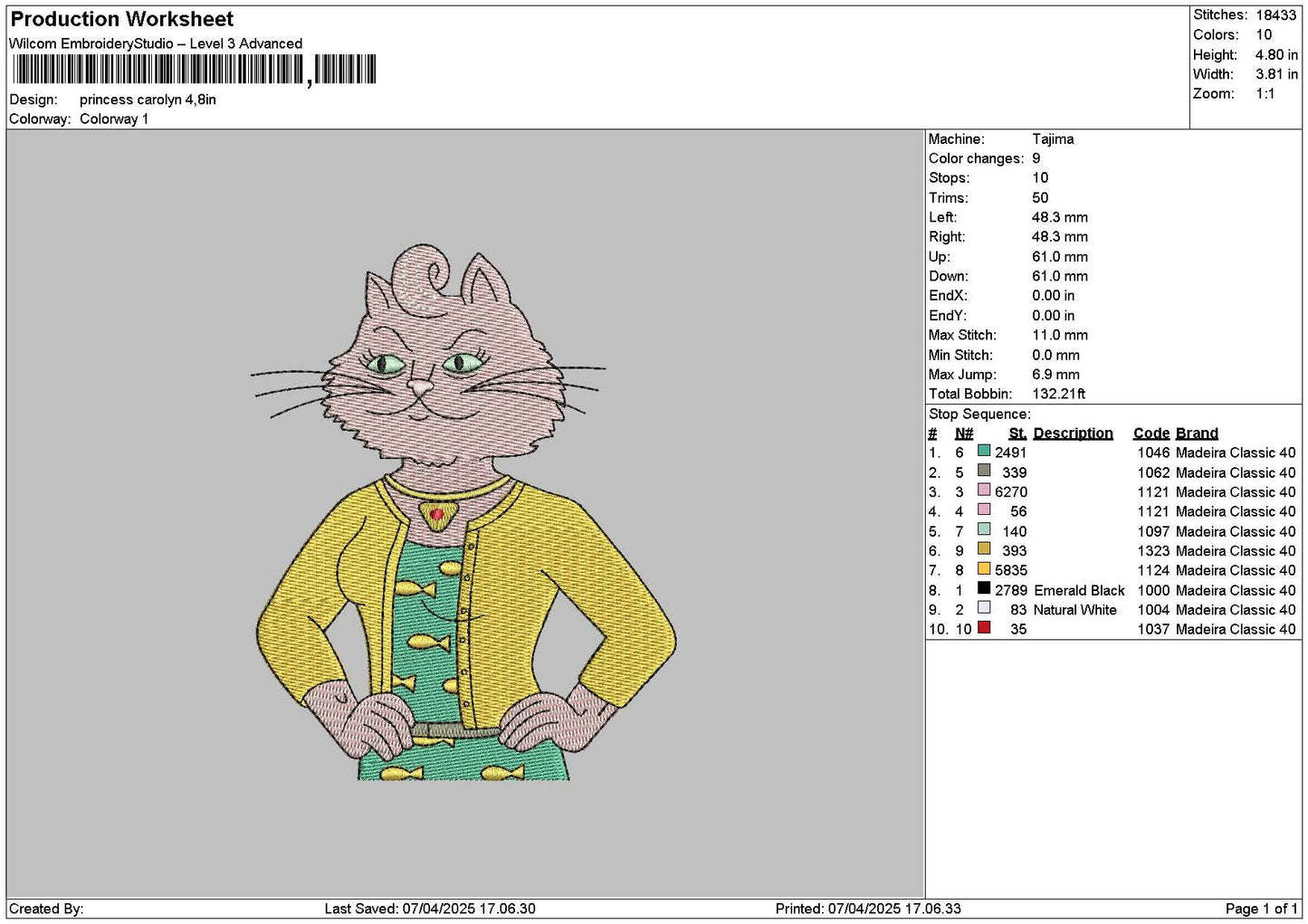 Cat 0704a Embroidery File 6 sizes