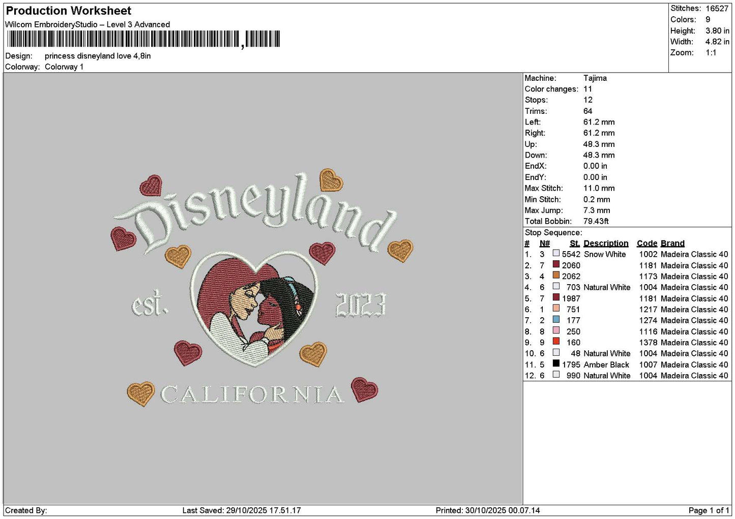 Dland Ariel 2910 Embroidery File 6 sizes