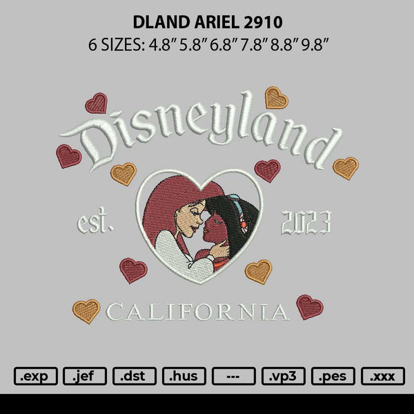 Dland Ariel 2910 Embroidery File 6 sizes