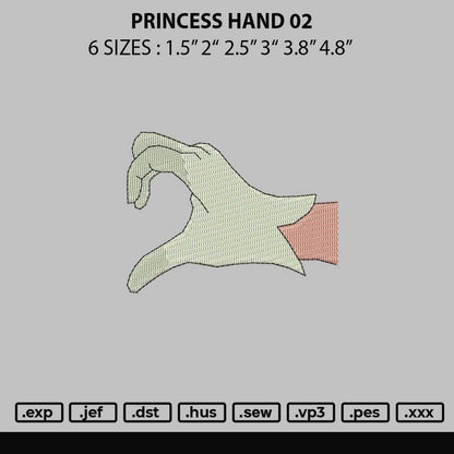 Princess Hand 02 Embroidery File 6 sizes