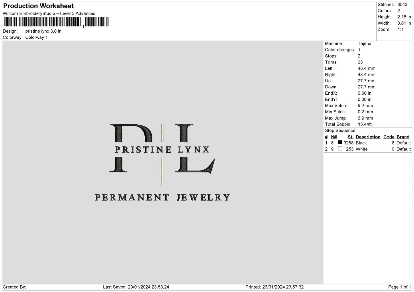 Pl Text Embroidery File 6 sizes