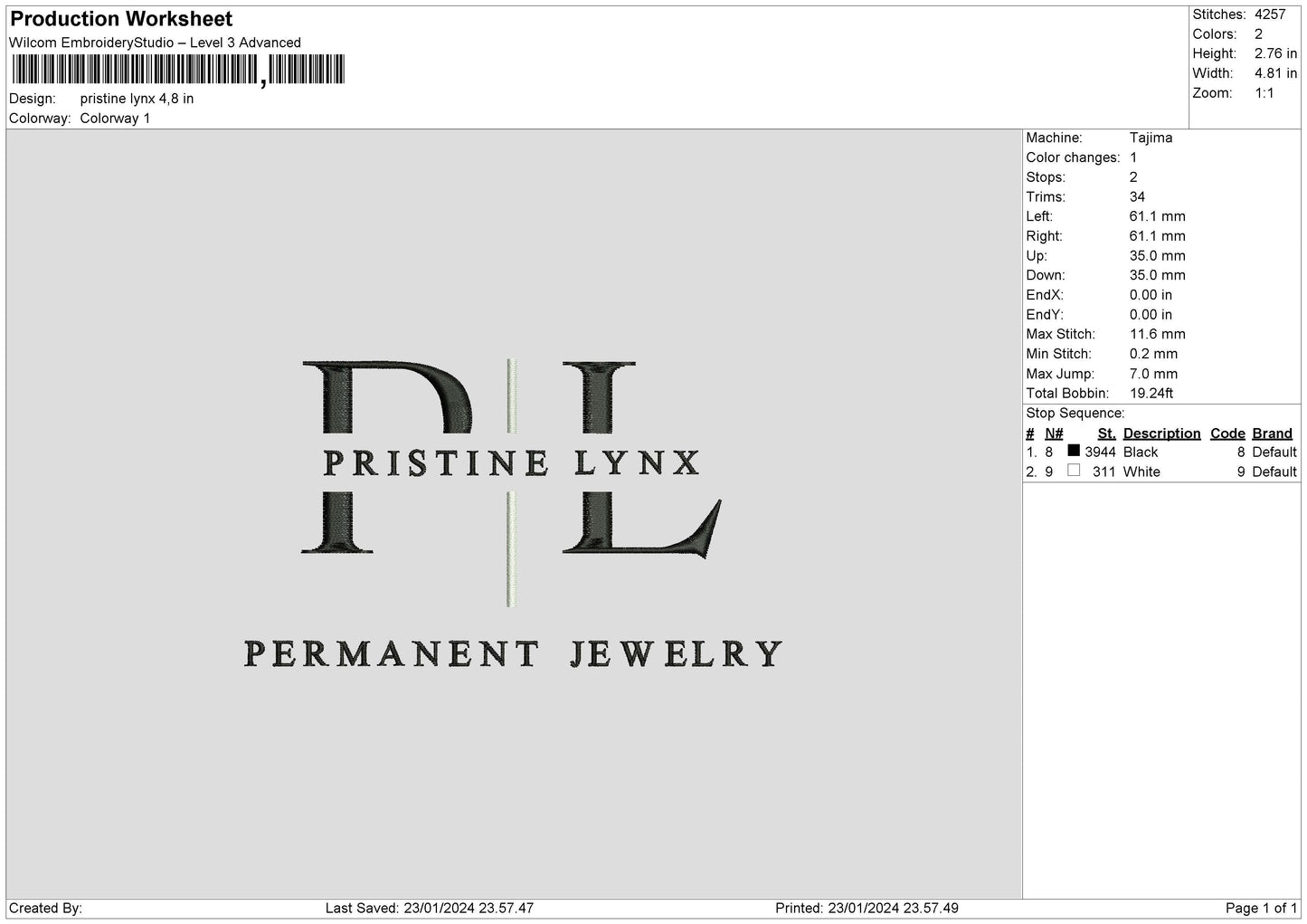 Pl Text Embroidery File 6 sizes