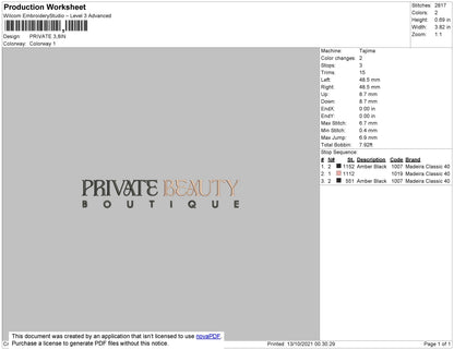 Private Beauty Embroidery File 4 size