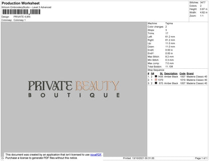 Private Beauty Embroidery File 4 size