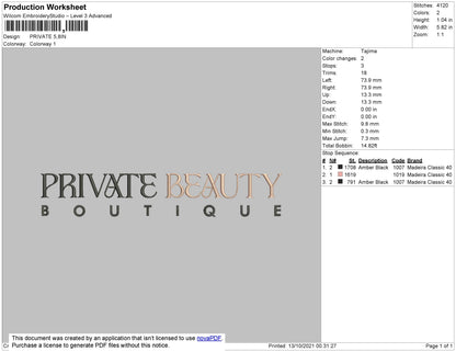 Private Beauty Embroidery File 4 size