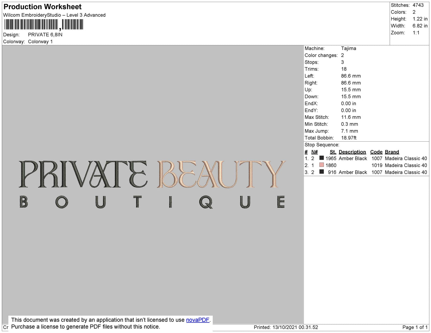Private Beauty Embroidery File 4 size