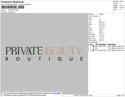 Private Beauty Embroidery File 4 size