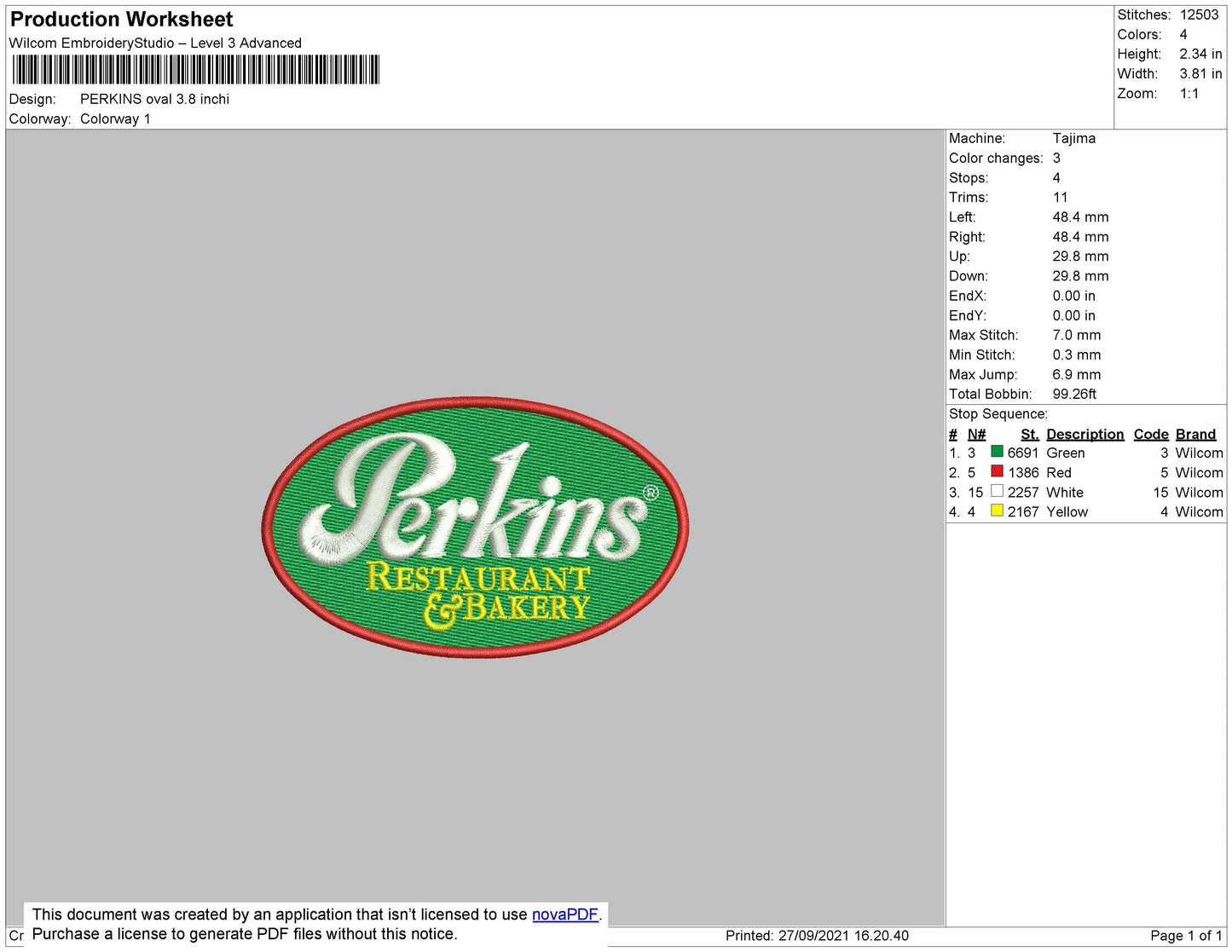 Perkins Oval Embroidery File 4 size