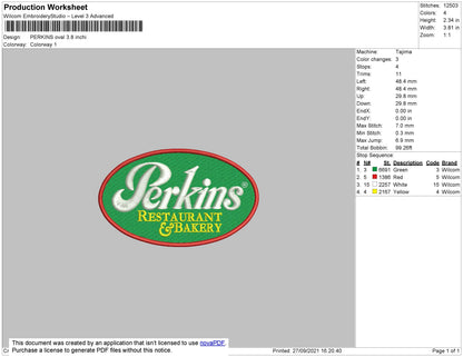 Perkins Oval Embroidery File 4 size