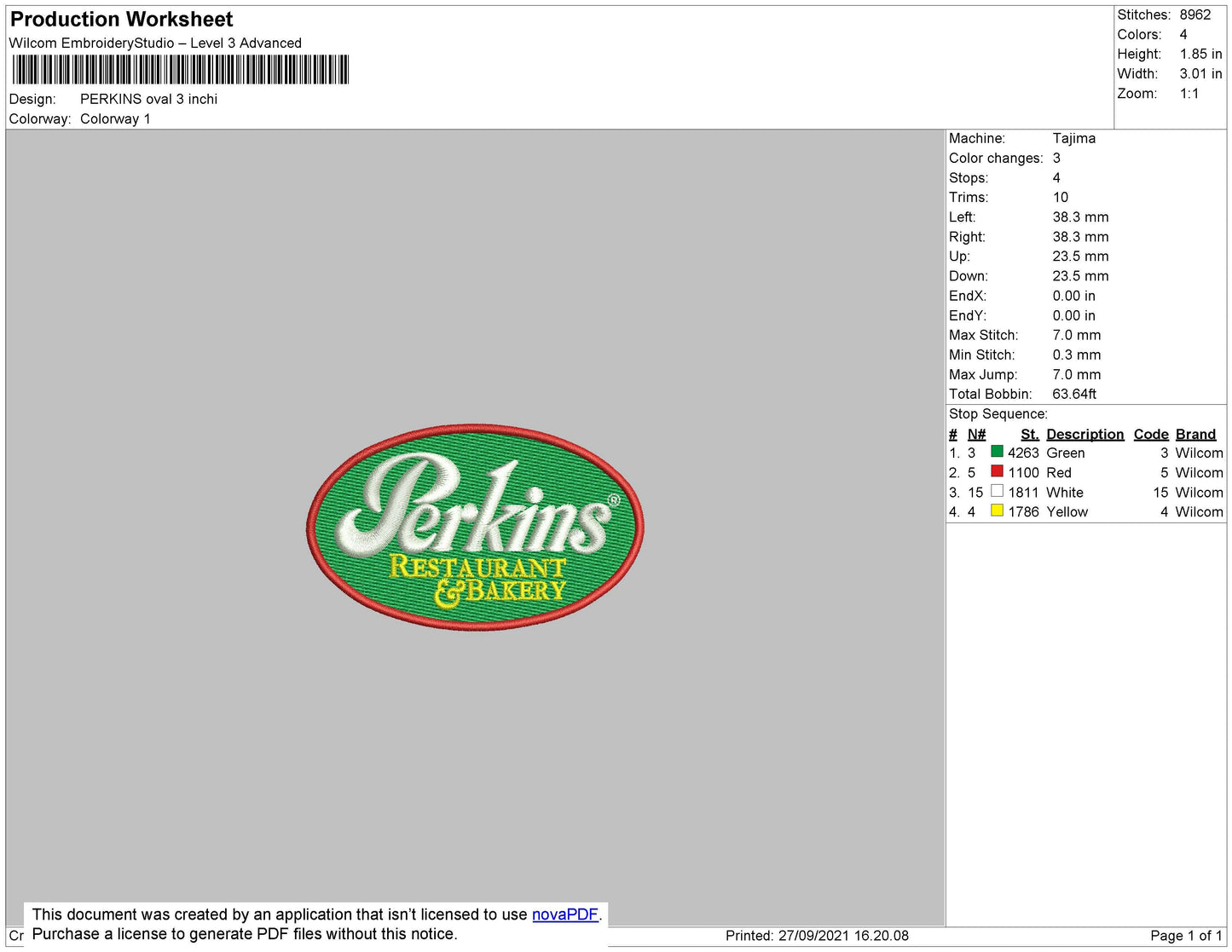 Perkins Oval Embroidery File 4 size