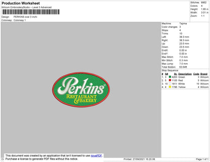 Perkins Oval Embroidery File 4 size