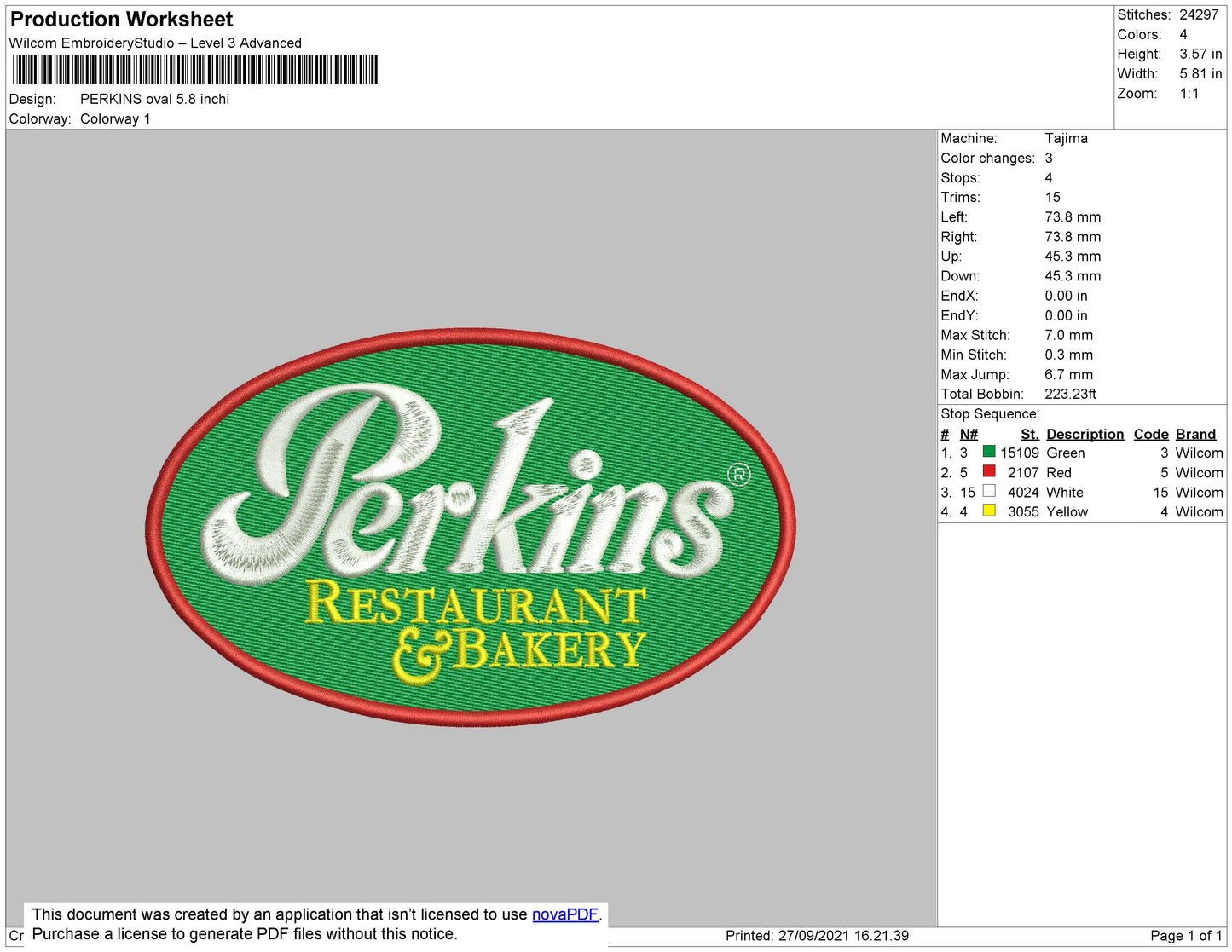 Perkins Oval Embroidery File 4 size
