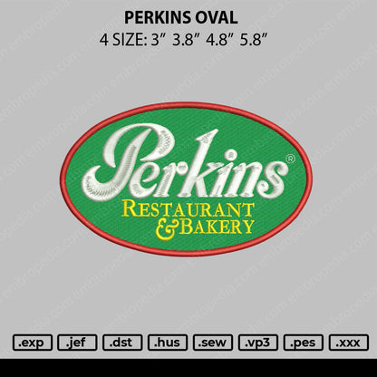 Perkins Oval Embroidery File 4 size