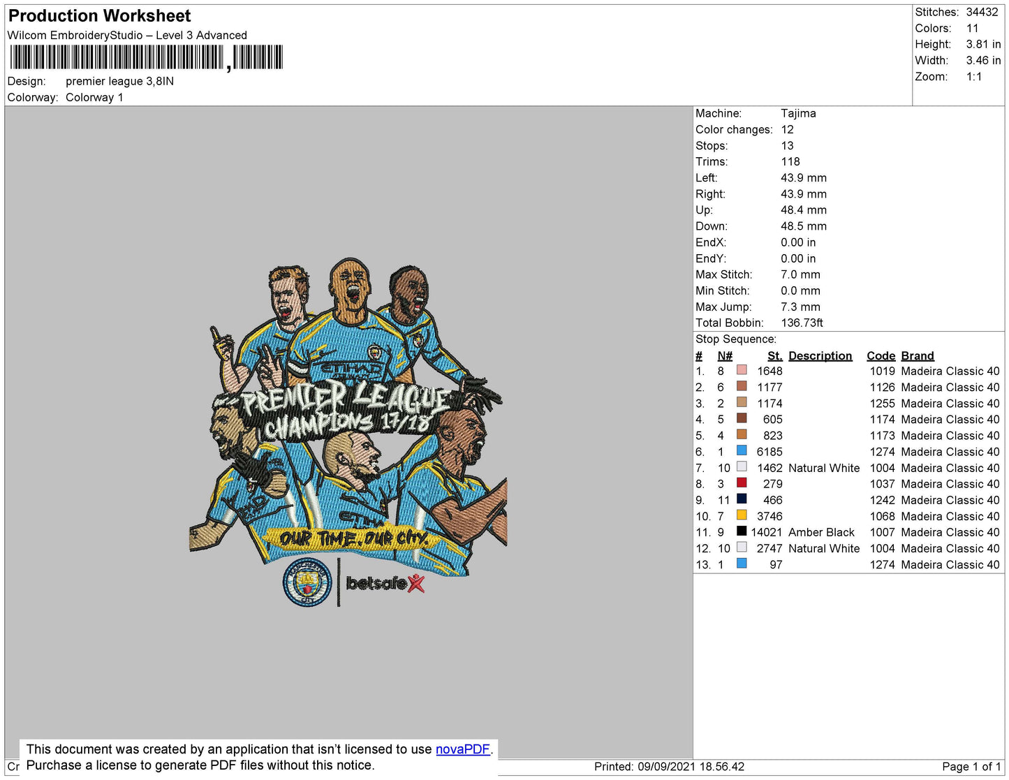 Premier League Embroidery File 4 size