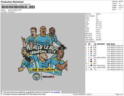Premier League Embroidery File 4 size