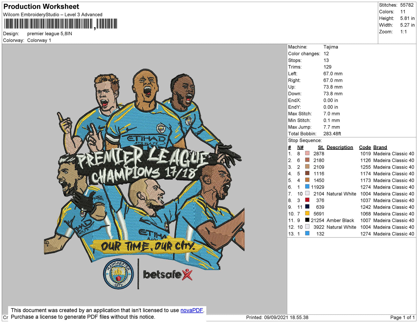 Premier League Embroidery File 4 size