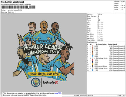 Premier League Embroidery File 4 size