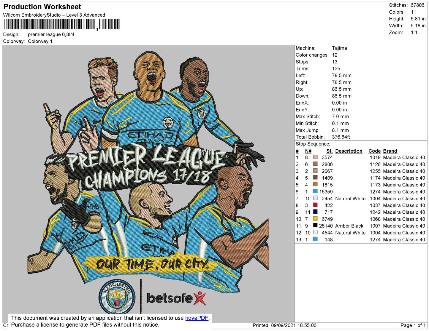 Premier League Embroidery File 4 size