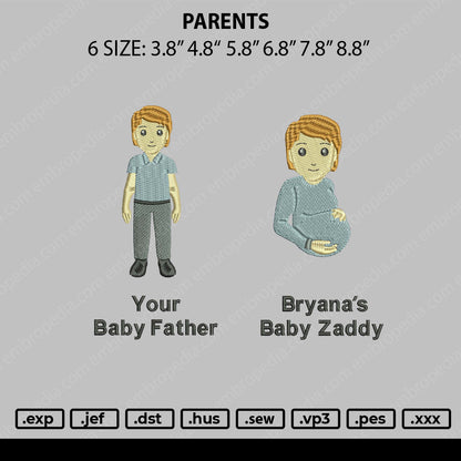 Parents Embroidery File 6 sizes