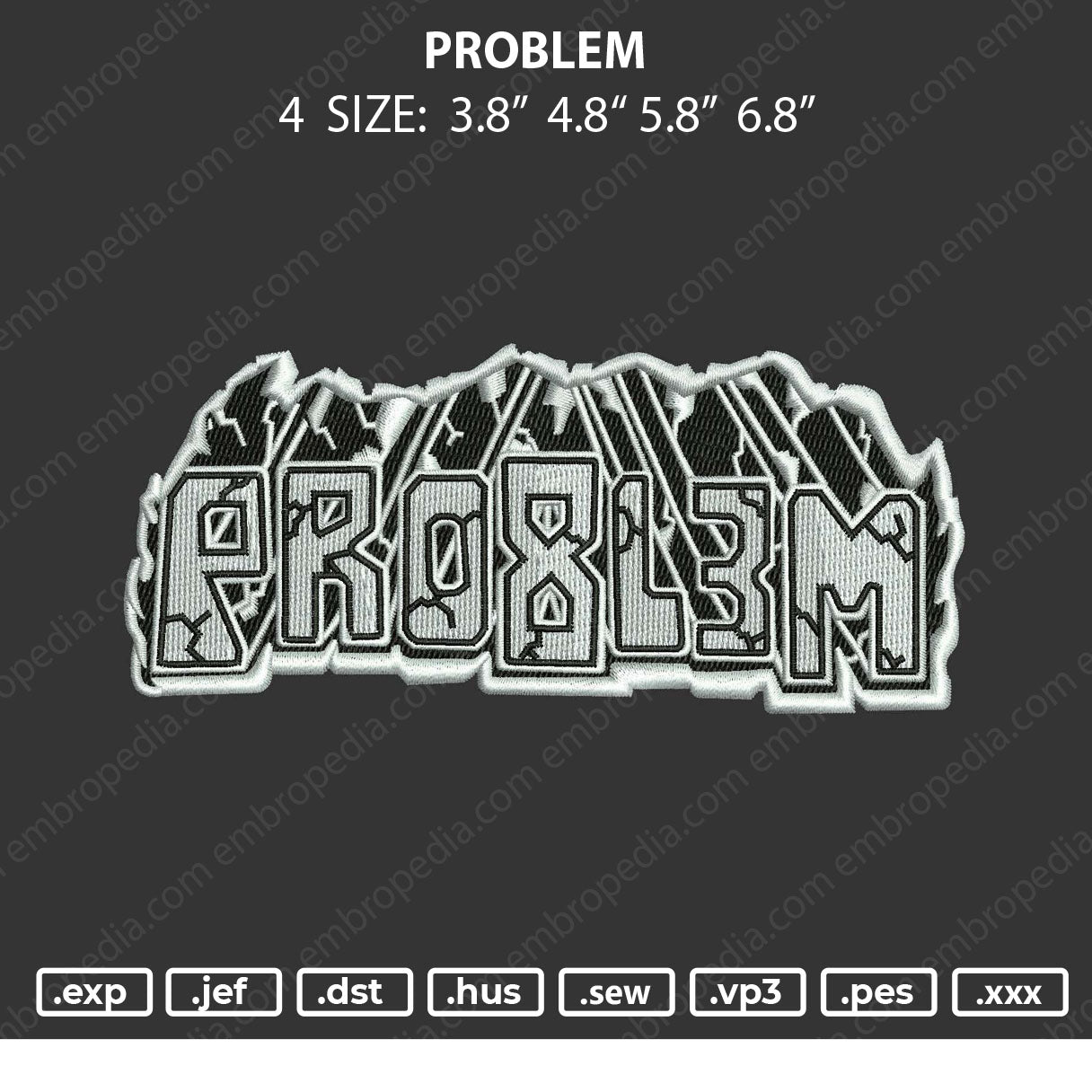Problem Embroidery File 4 size