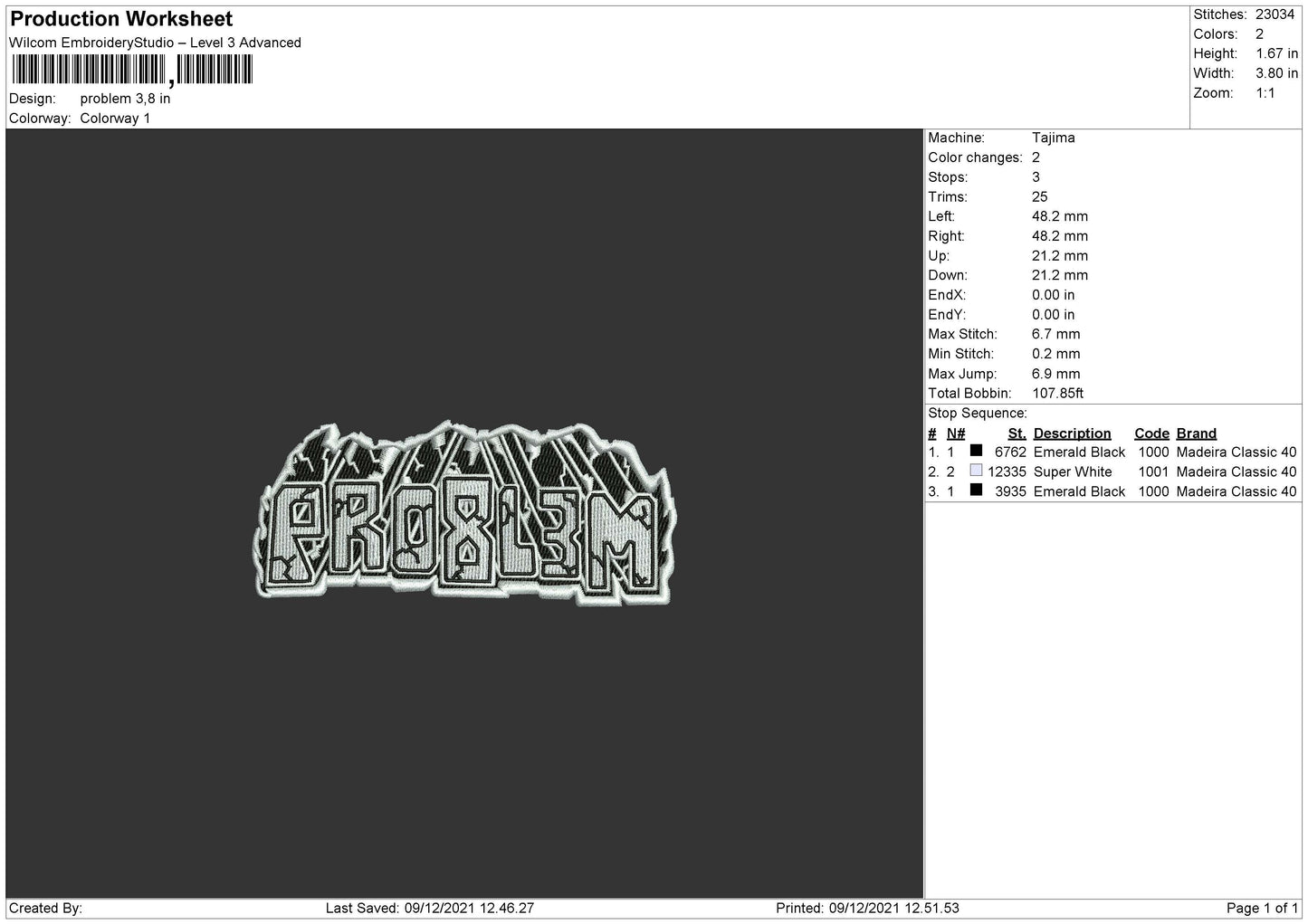 Problem Embroidery File 4 size