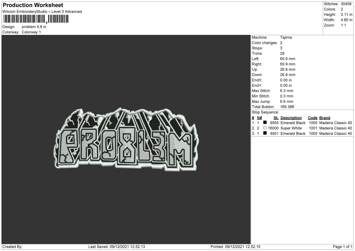 Problem Embroidery File 4 size