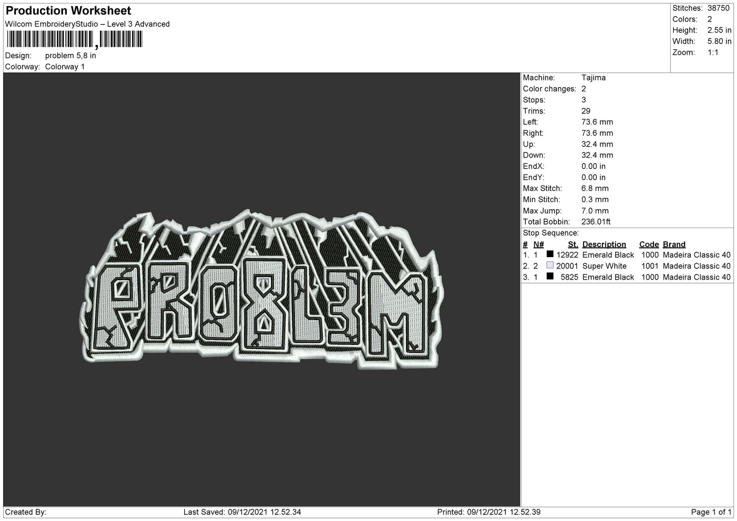 Problem Embroidery File 4 size