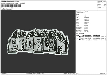 Problem Embroidery File 4 size