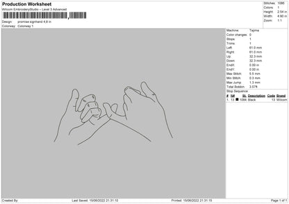 Promise Signhand Embroidery File 5 size