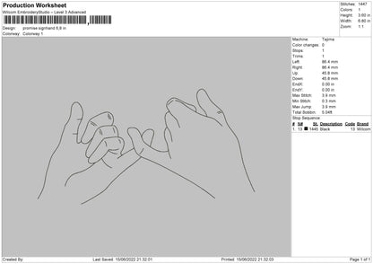 Promise Signhand Embroidery File 5 size