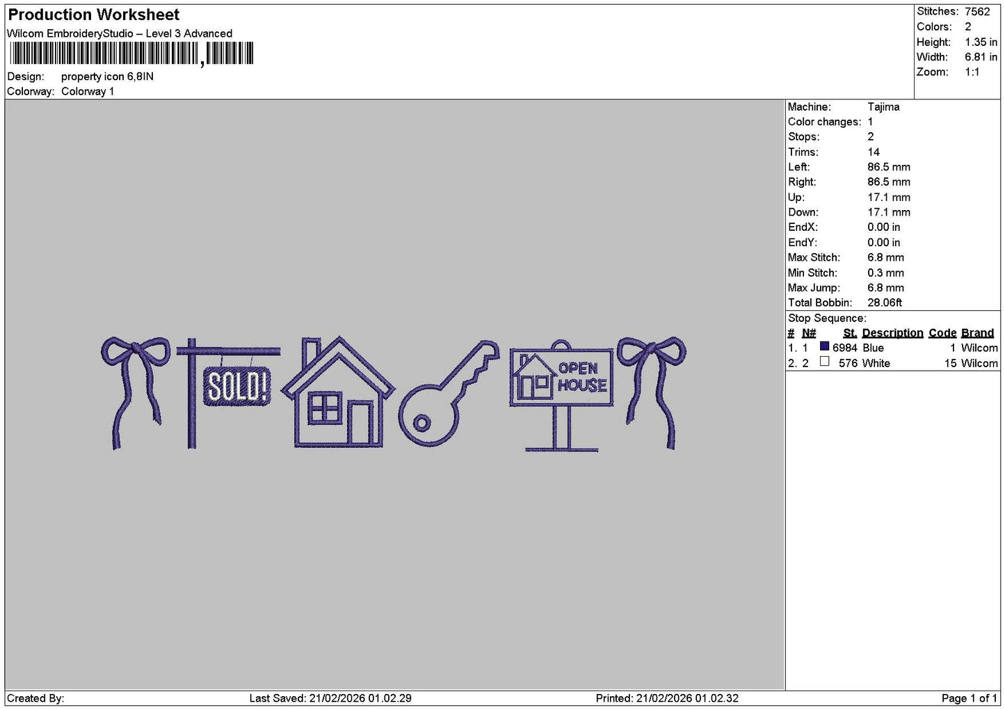 House Icons Embroidery File 6 sizes