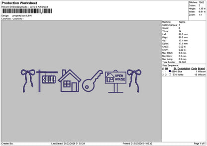 House Icons Embroidery File 6 sizes