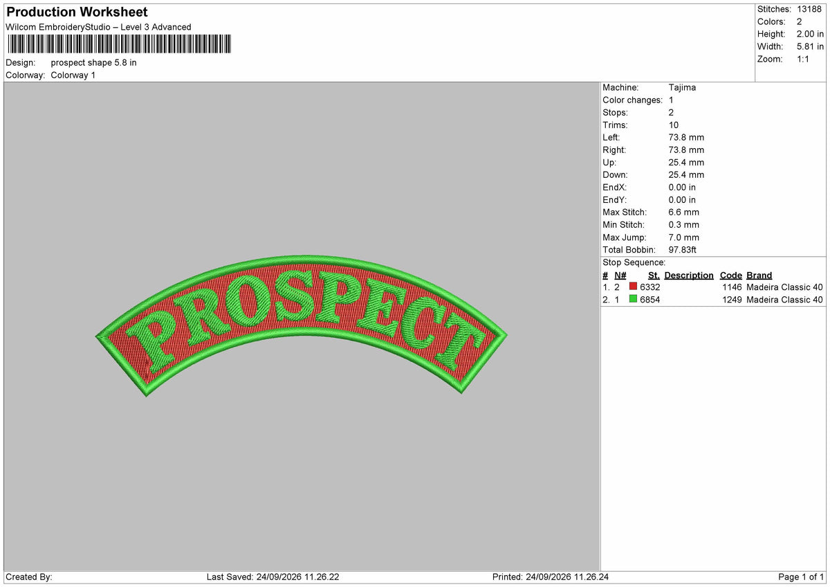 Prospect Text Embroidery Machine Design File 6 sizes