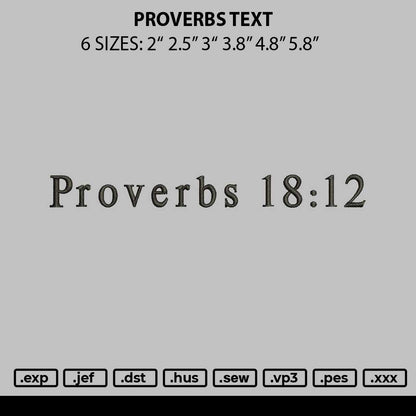 Proverbs Text Embroidery File 6 sizes