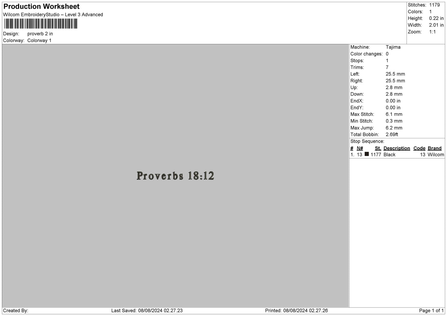 Proverbs Text Embroidery File 6 sizes