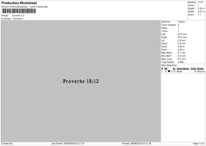 Proverbs Text Embroidery File 6 sizes