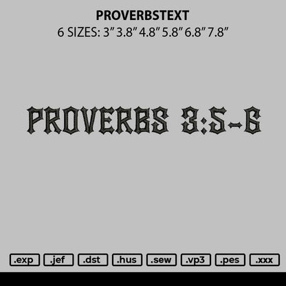 Proverbstext Embroidery File 6 sizes
