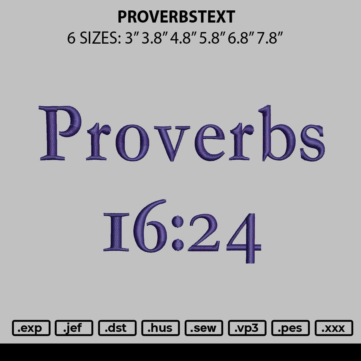 Proverbstext Embroidery File 6 sizes