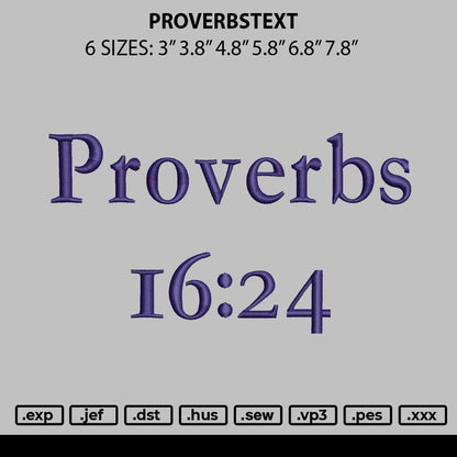 Proverbstext Embroidery File 6 sizes