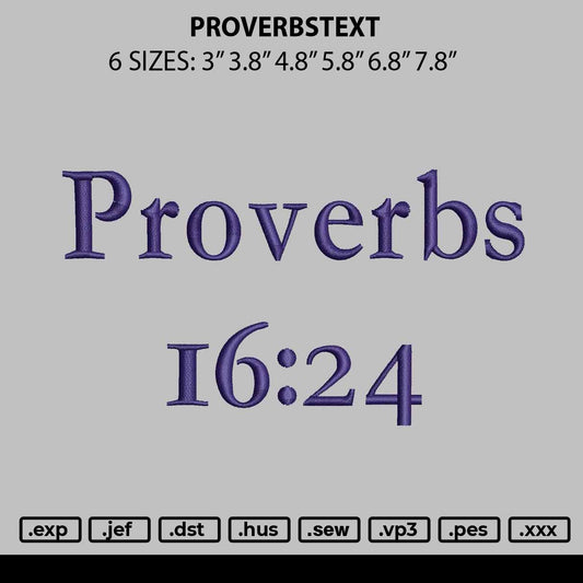 Proverbstext Embroidery File 6 sizes