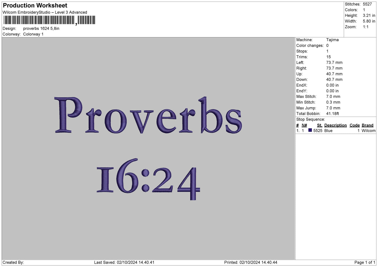 Proverbstext Embroidery File 6 sizes