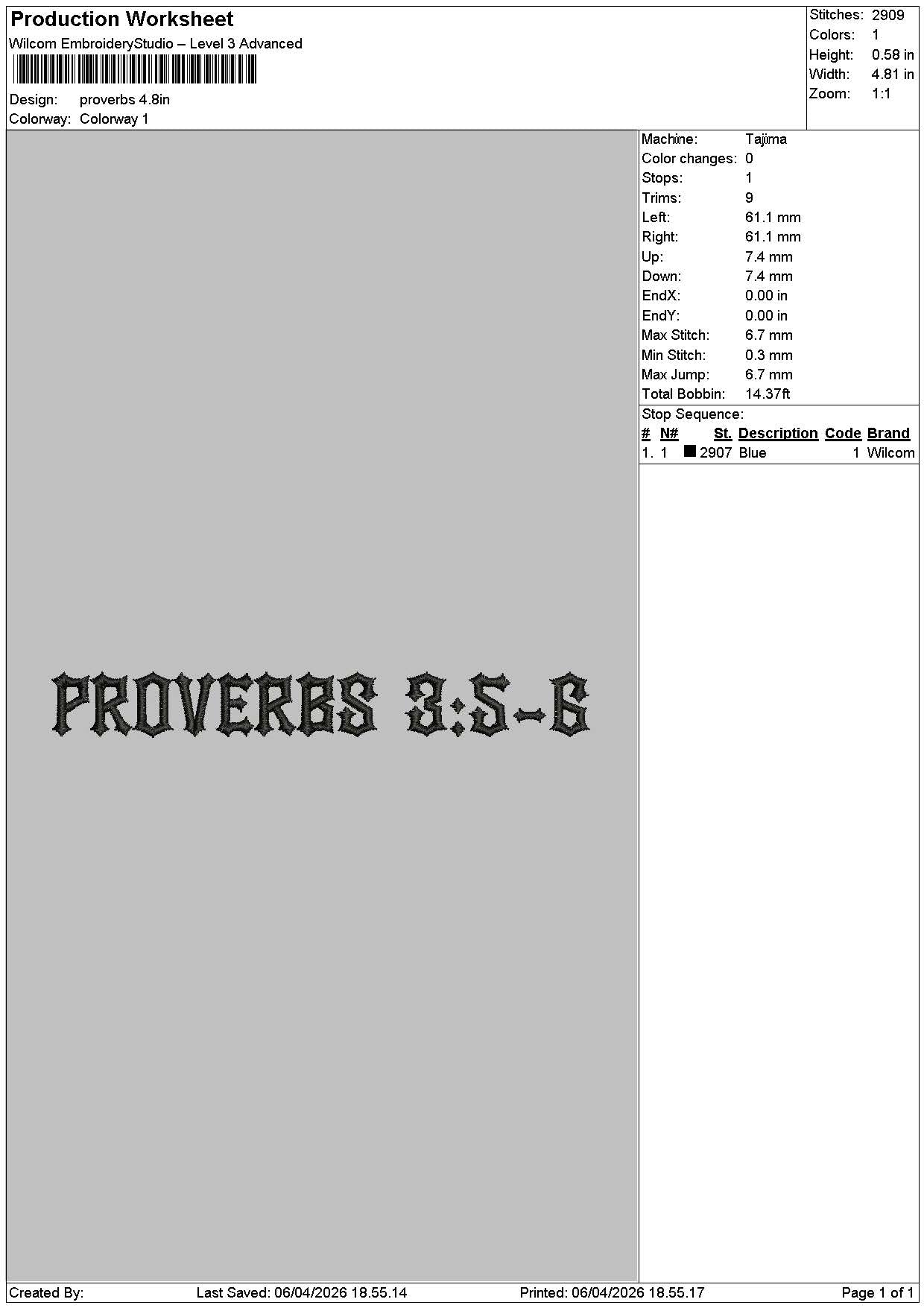Proverbstext Embroidery File 6 sizes