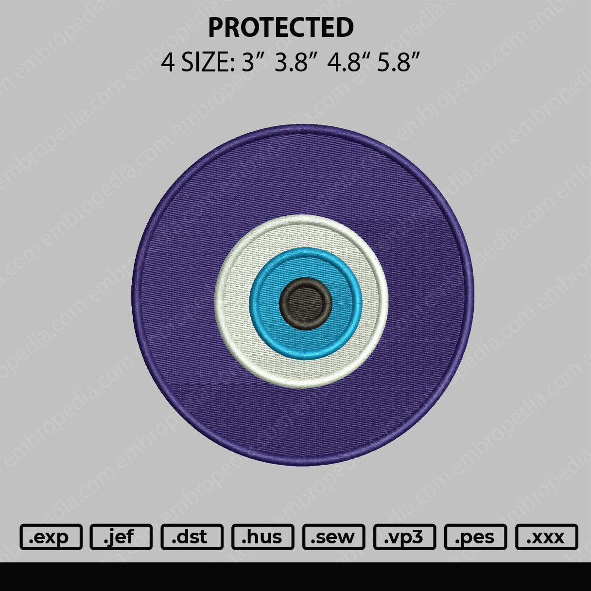 Protected Embroidery File 4 size