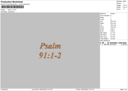 Psalmtext Embroidery File 6 sizes