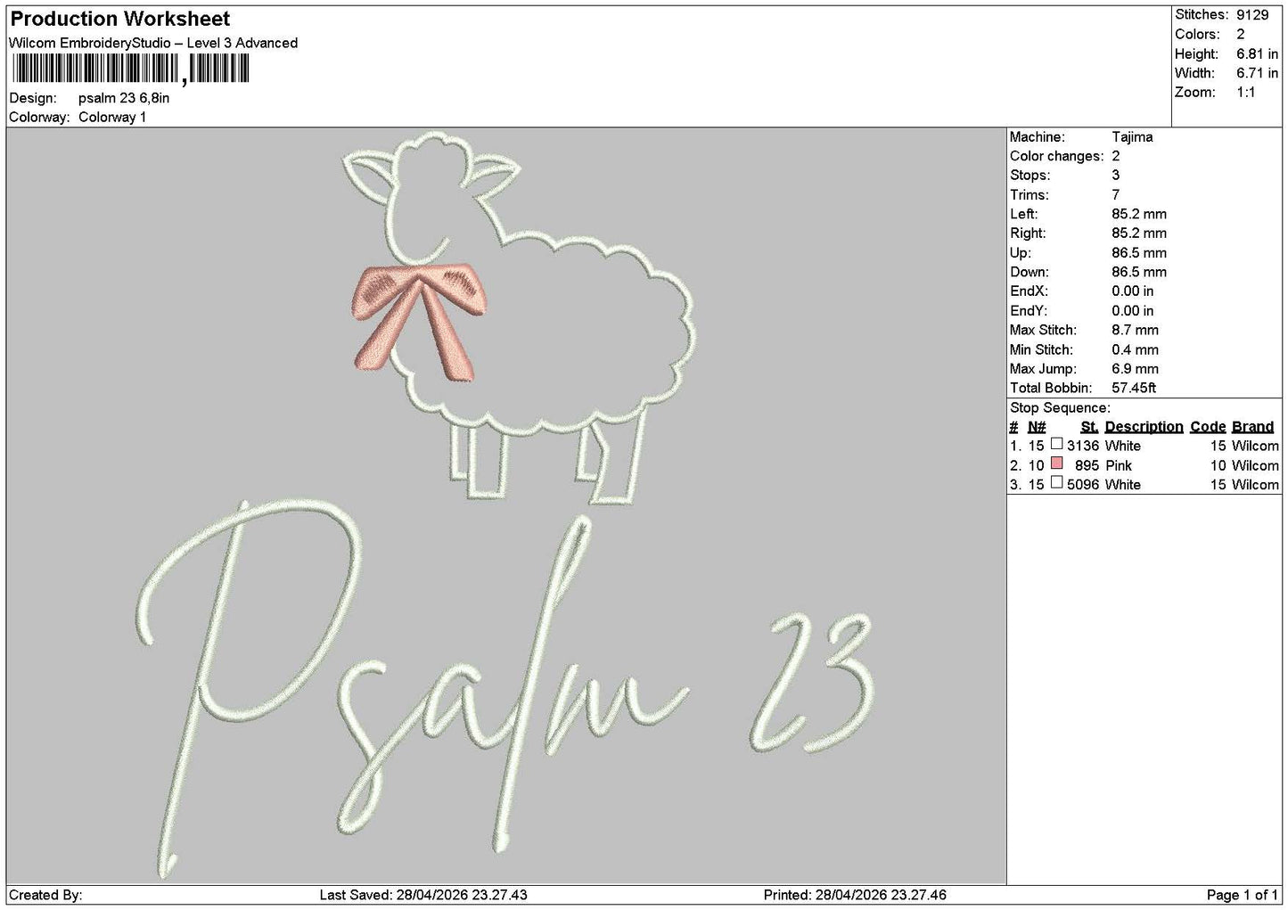 Psalm Text 2804 Embroidery File 6 sizes