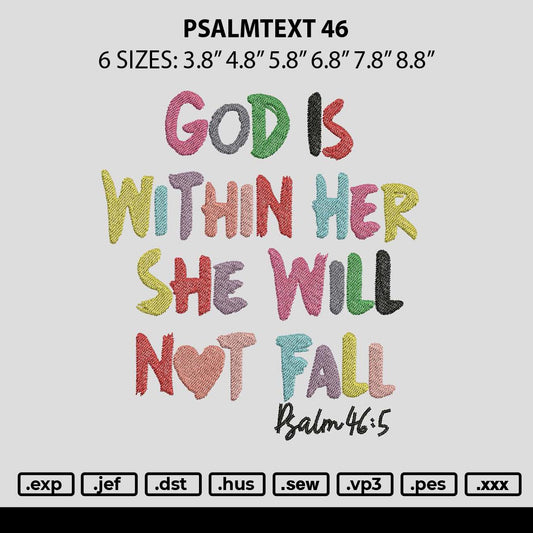 Pslamtext 46 Embroidery File 6 sizes