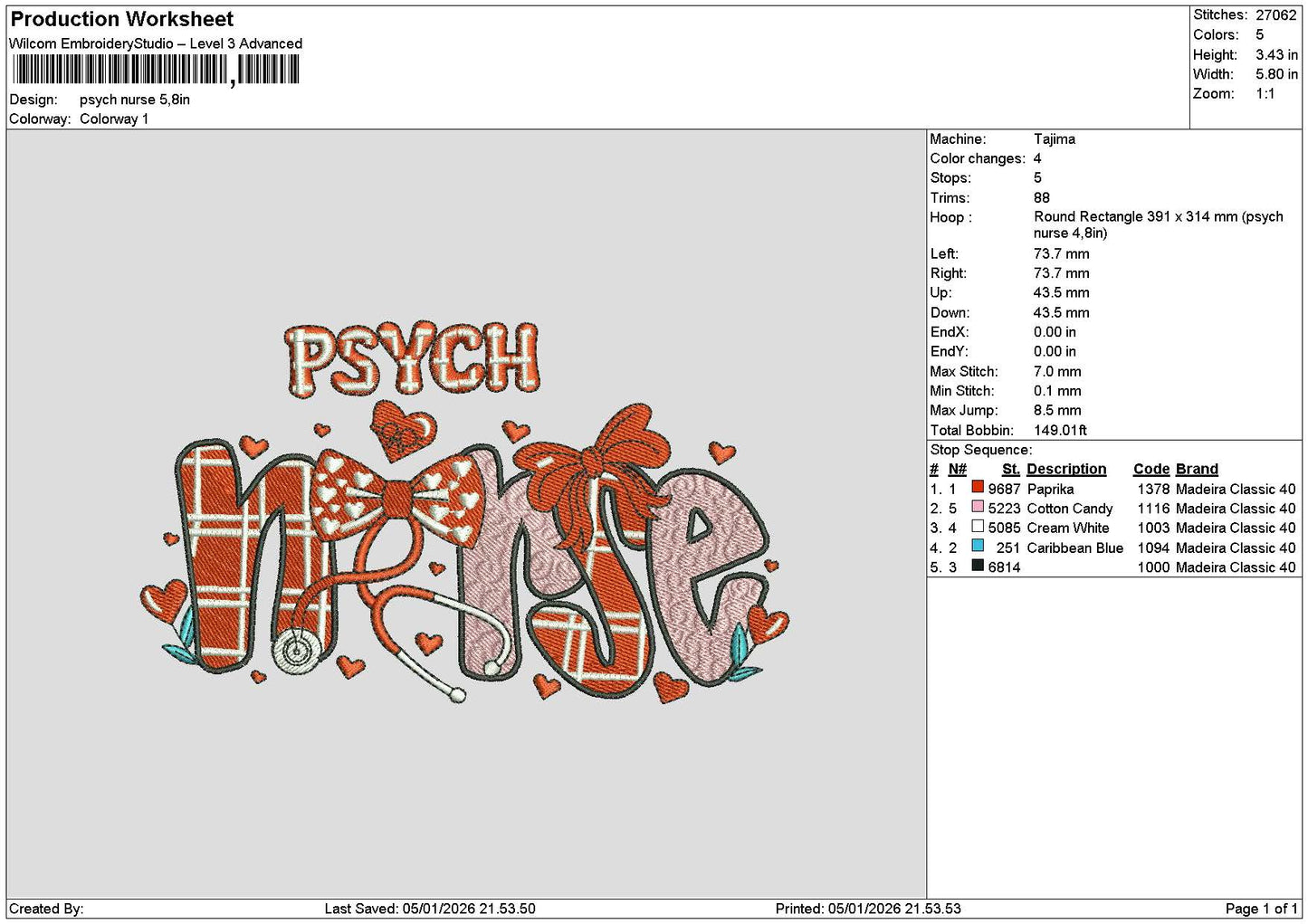 Nursetext 0501 Embroidery 3 Files